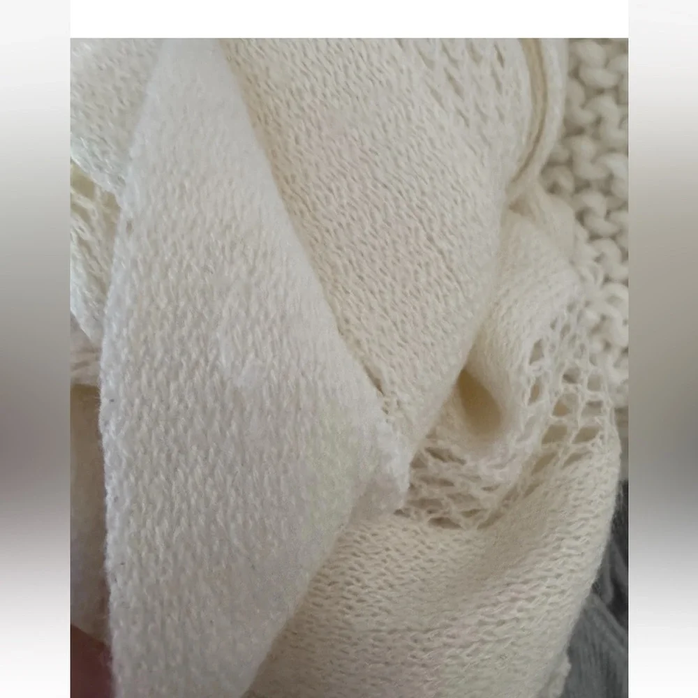 Echo Womens Scarf Ivory Knit Long Classic Boho Fringe Church Fall Winter Party